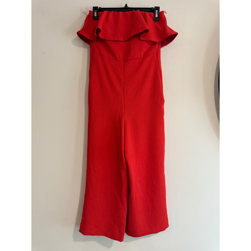 Aritzia Babaton Strapless Ruffle Wide Leg Jumpsuit Womens 00 Off-the-Shoulder